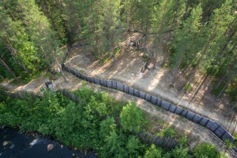 Purasjoki-linja ylhäältä kuvattuna. Raatteentie Suomussalmen taistelu