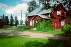 Red cottage near the lake